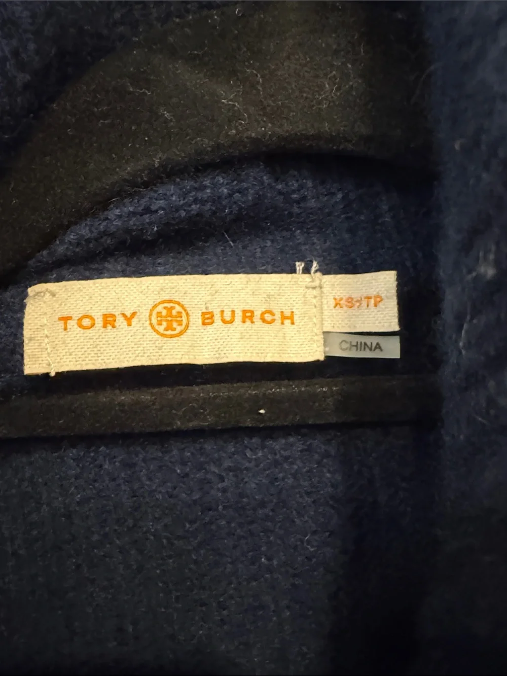 Tory Burch Navy Ribbed Button-Up Women's cashmere Sweater - Picture 7 of 8